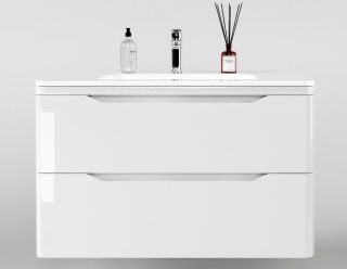 Тумба под раковину Style Line Марелла 90 Люкс Plus СС-00002414 белый глянец